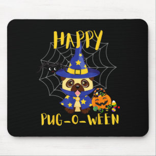 Happy Pug-O-Ween Funny Dog Pug Halloween Mouse Pad