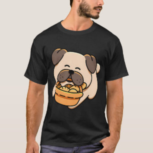 Happy Pug with a Basket of Bread T-Shirt