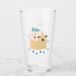Happy Puggy Glass Tumbler
