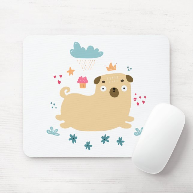 Happy Puggy Mouse Pad (With Mouse)