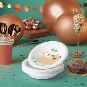 Happy Puggy Paper Bowls Plate