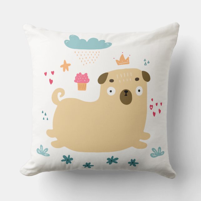 Happy Puggy Pillow (Front)