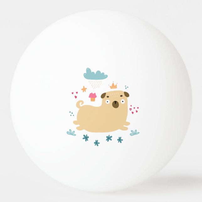 Happy Puggy Ping Pong Balls (Front)