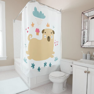 Happy Puggy Shower Curtain