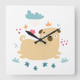 Happy Puggy Wall Clock