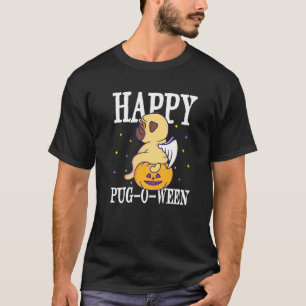 Happy Pugoween A Pug Or Puggle On A Pumpkin As Pug T-Shirt