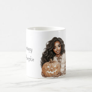Happy Pumpkin Black Girl Halloween Coffee Mug