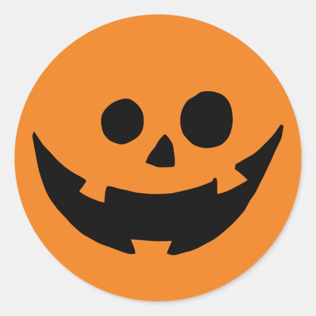 Happy Pumpkin Face Classic Round Sticker (Front)