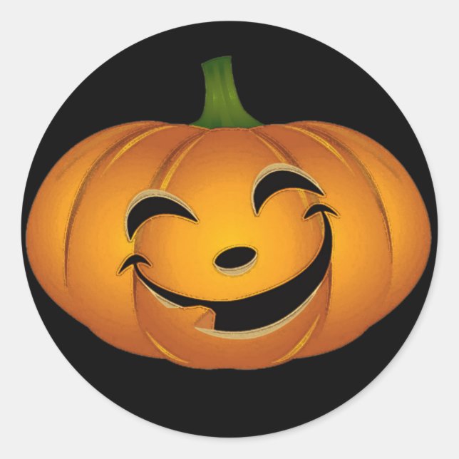 Happy Pumpkin Face for Halloween Fun Classic Round Sticker (Front)