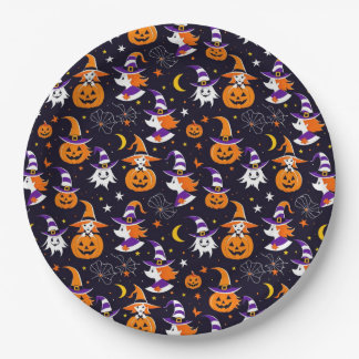 Happy Pumpkin Halloween Paper Plate