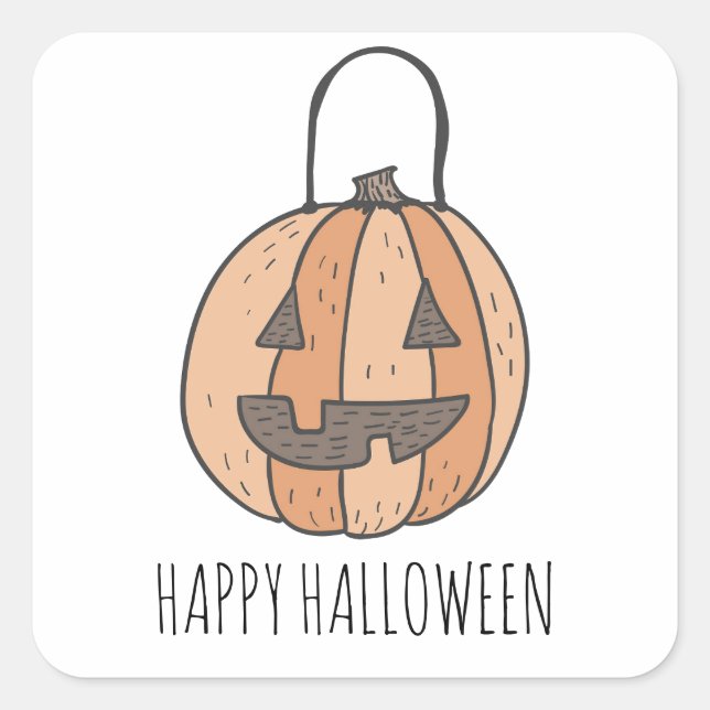 Happy Pumpkin Jack O Lantern Halloween   Square Sticker (Front)