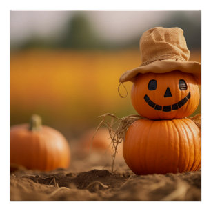 Happy pumpkin scarecrow poster
