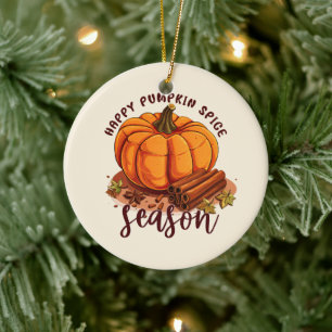 Happy Pumpkin Spice Season – Cosy Autumn Vibes Ceramic Ornament