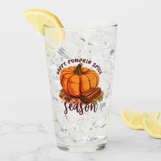 Happy Pumpkin Spice Season – Cosy Autumn Vibes Glass (Front Ice)