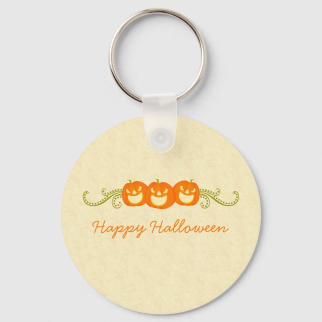 Happy Pumpkin Swirls Halloween Keychain (Front)