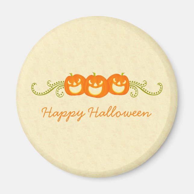 Happy Pumpkin Swirls Halloween Magnet (Front)