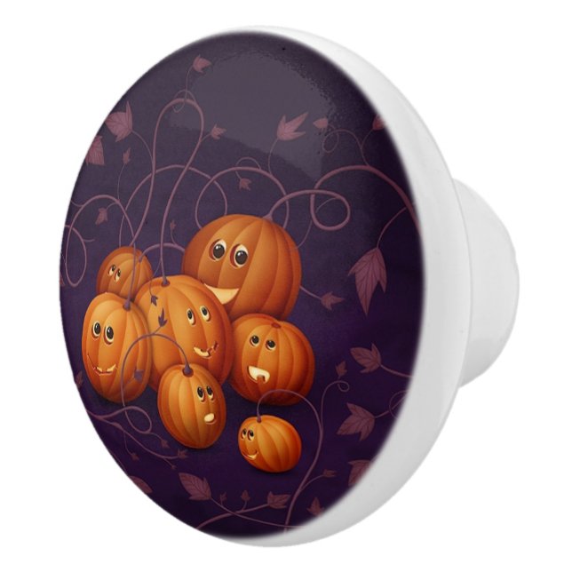 Happy Pumpkins Ceramic Knob (Right)
