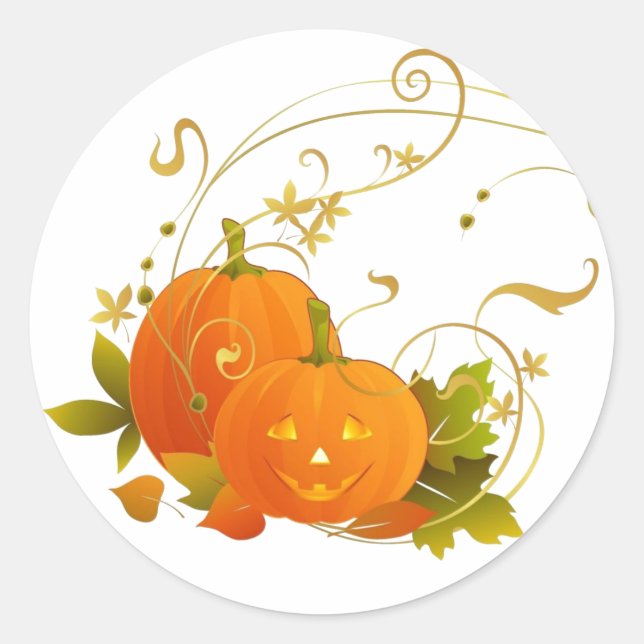 Happy Pumpkins Classic Round Sticker (Front)