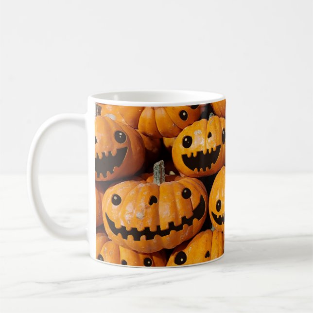 Happy Pumpkins Halloween Fall Season Coffee Mug (Left)