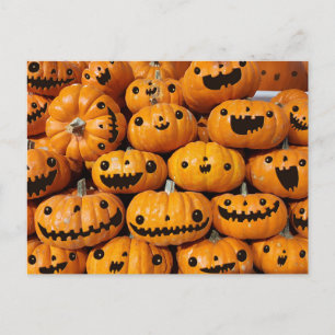 Happy Pumpkins Halloween Fall Season Postcard