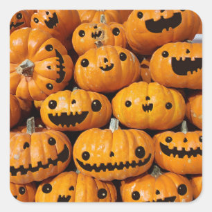Happy Pumpkins Halloween Fall Season Square Sticker