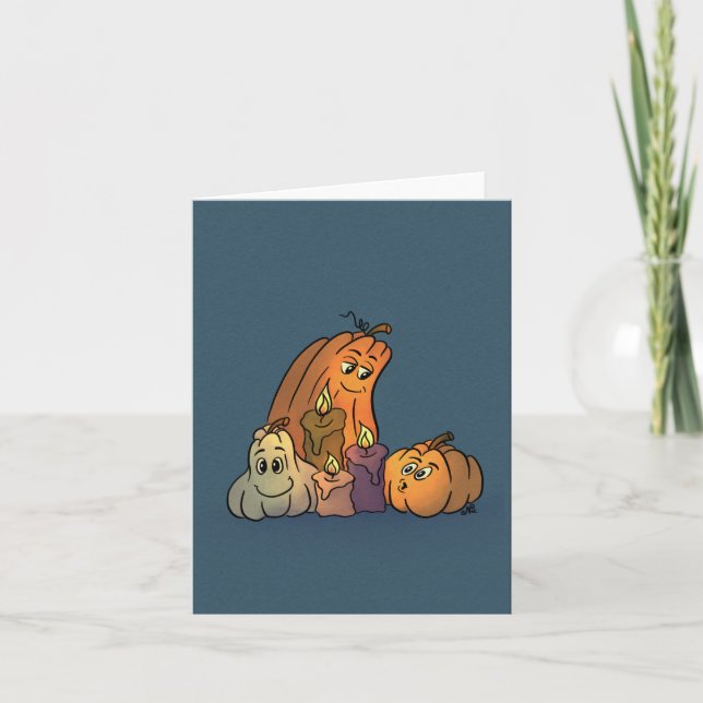 Happy Pumpkins with Candles Holiday Card (Front)