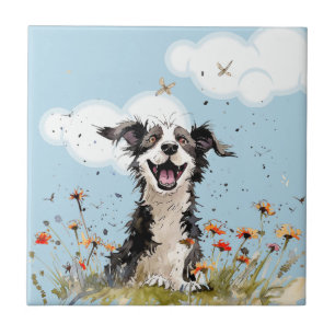 Happy Pup Ceramic Tile