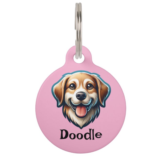 "Happy Pup Custom Tag - Add Name & Contact Info!" (Front)