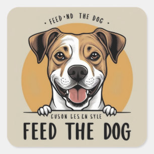 Happy Pup Eats Square Sticker
