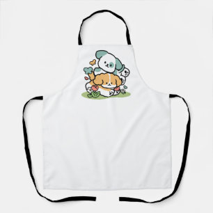 Happy Puppies Rolling Into May – Kawaii Dog Art Apron
