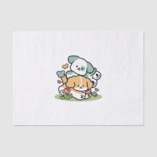 Happy Puppies Rolling Into May – Kawaii Dog Art Tissue Paper
