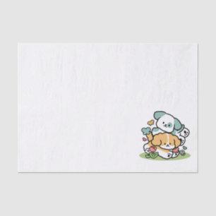 Happy Puppies Rolling Into May – Kawaii Dog Art Tissue Paper