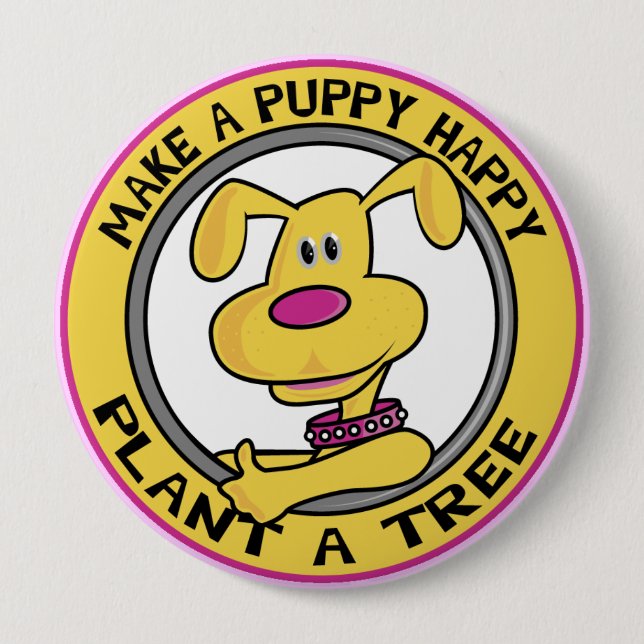 Happy Puppy - 10 Cm Round Badge (Front)