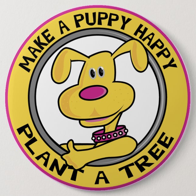 Happy Puppy - 6 Cm Round Badge (Front)
