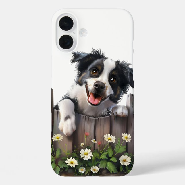 HAPPY PUPPY DOG LOOKING OVER FENCE Case-Mate iPhone CASE (Back)