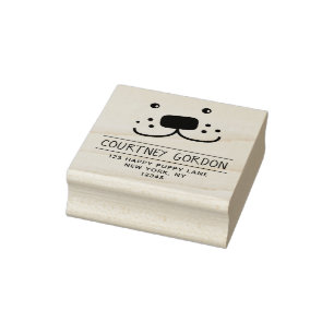 Happy Puppy Dog Return Address - Funny Pet Rubber Stamp