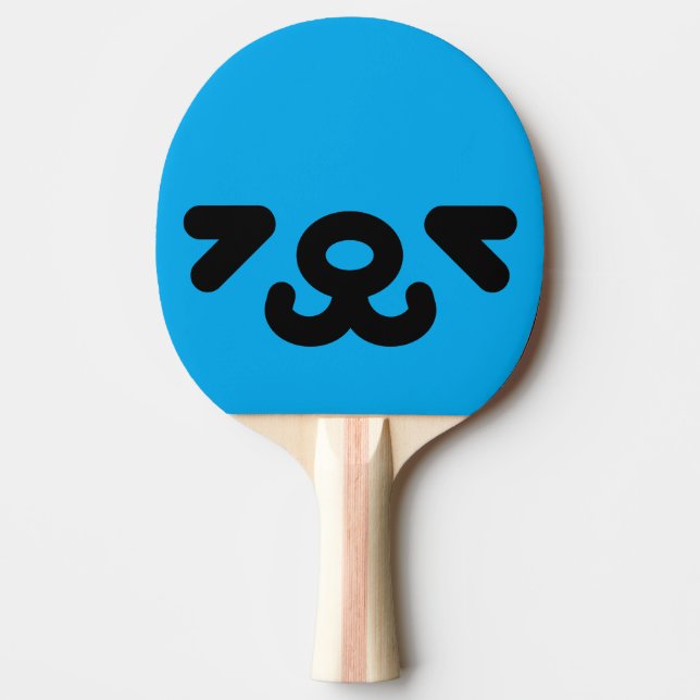 Happy Puppy Face Blue Ping Pong Paddle (Front)