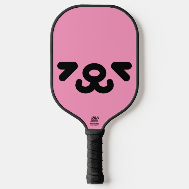Happy Puppy Face Light Pink Pickleball Paddle (Front)