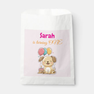 Happy Puppy, Girl, Let's Pawty, 1st Birthday Favour Bag