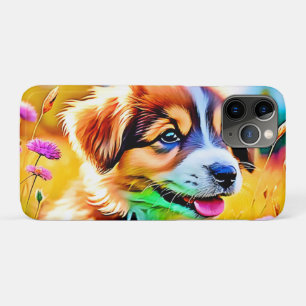 Happy Puppy Meadow Design iPhone 11 Pro Case