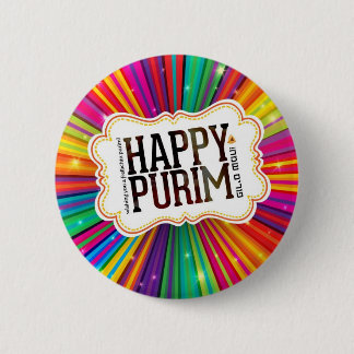 happy purim 6 cm round badge