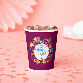 Happy Purim Basket Gifts, Decoration, Ornaments Paper Cups