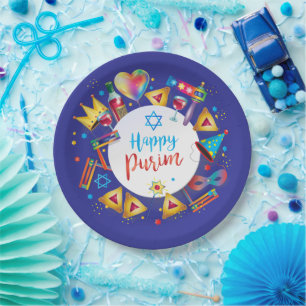 Happy Purim Basket Gifts, Decoration, Ornaments Paper Plate