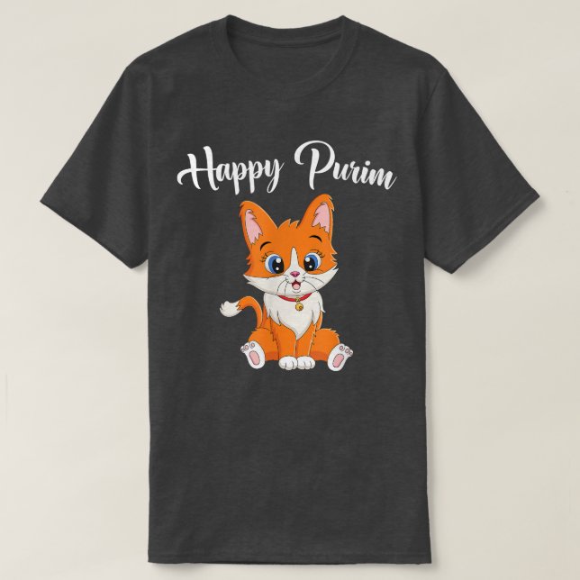 Happy Purim Cat Happy Purim Day Jewish Holiday  T-Shirt (Design Front)