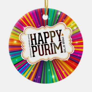 happy purim ceramic tree decoration