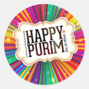 happy purim classic round sticker