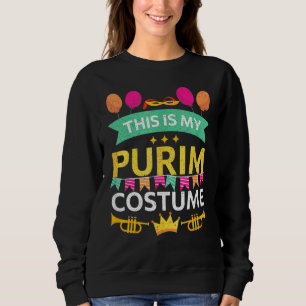 Happy Purim Costume Idea Cute Mask Hebrew Jewish H Sweatshirt