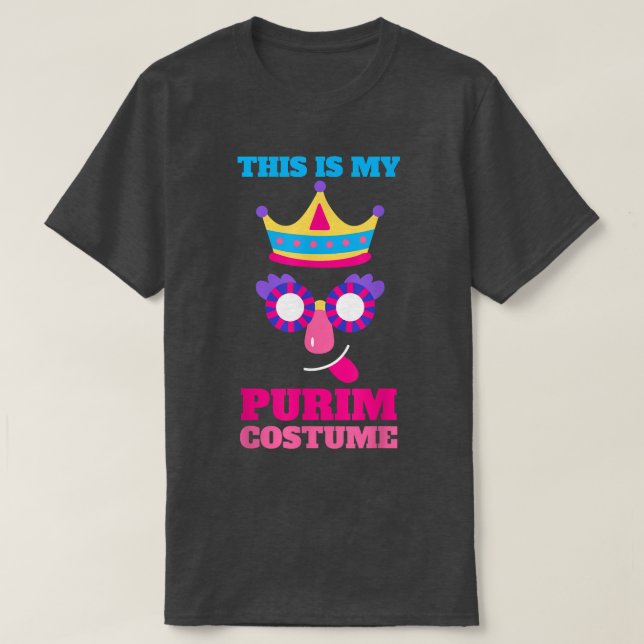 Happy Purim Costume Idea Cute Mask Hebrew Jewish H T-Shirt (Design Front)