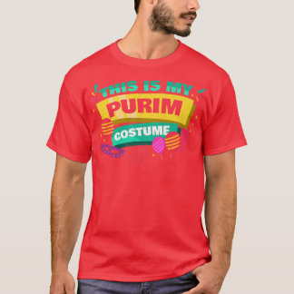 Happy Purim Costume Idea Cute Mask Hebrew Jewish H T-Shirt