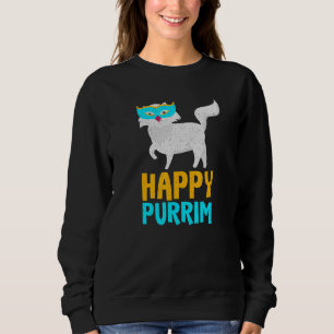 Happy Purim Costume Idea Funny Cat Hebrew Jewish H Sweatshirt